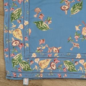 April Cornell Autumn Mushroom Forager 54x54 Blue Tablecloth